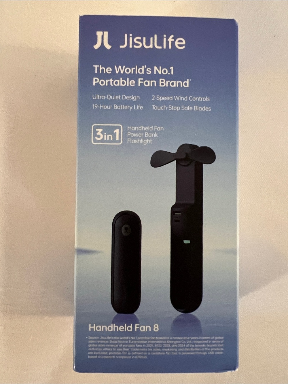 Jisulife Handheld Portable Fan, Flashlight, Power Bank in Black New!